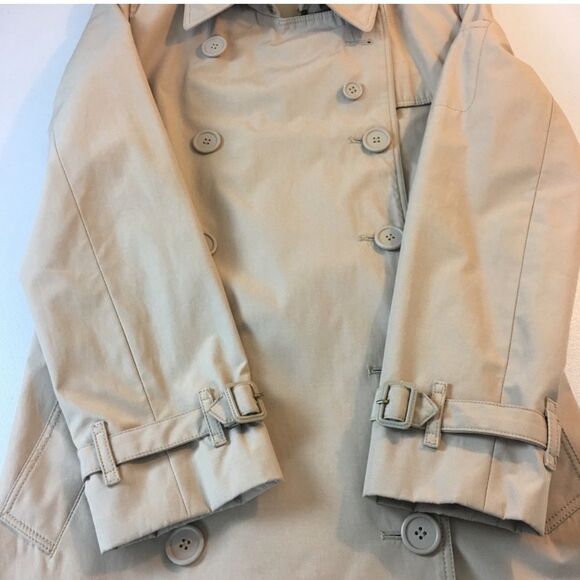 Norma Kamali Urbane Khaki Tan Double Breasted Belted Trench Coat Size M - Picture 6 of 9